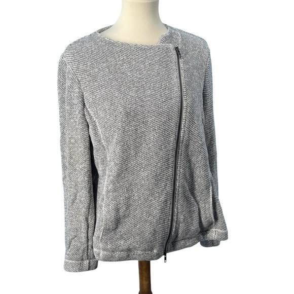 Eileen Fisher 100% Organic Cotton Twist Terry Zip-Front Moto Jacket Ash Size XL - Picture 3 of 10